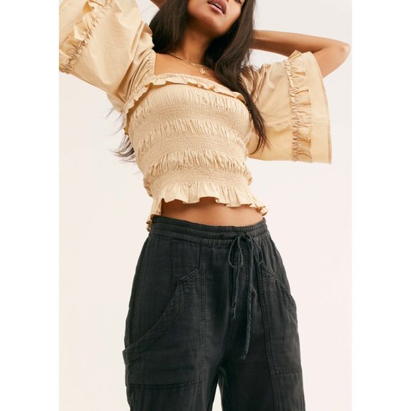 Free People Feelin Good Utility Pull-On Pants / Washed Black - Picture 3 of 10
